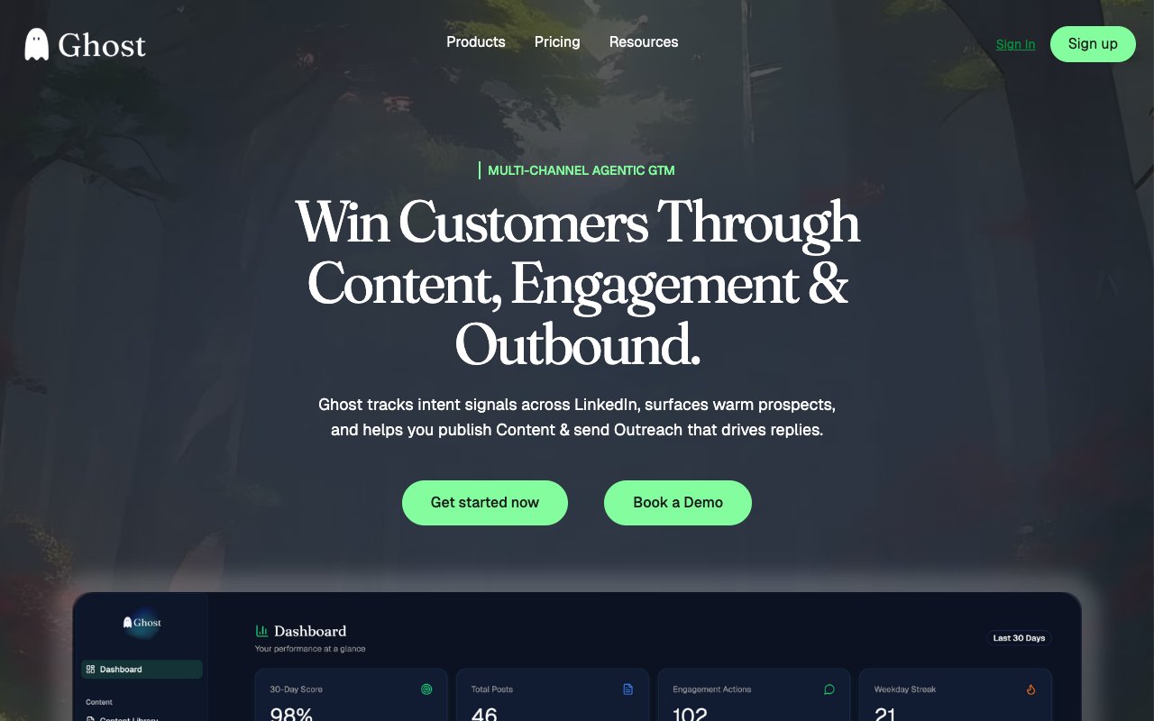 Grow with Ghost platform screenshot