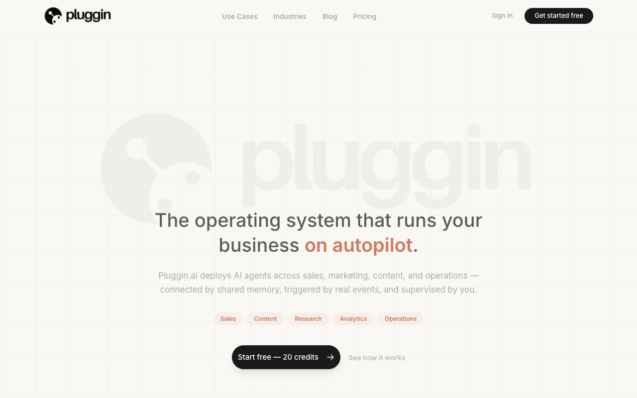 Pluggin agentic platform screenshot